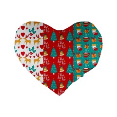 Funny Christmas Pattern Hohoho Standard 16  Premium Flano Heart Shape Cushions by Vaneshart