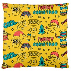 Colorful Funny Christmas Pattern Cool Ho Ho Ho Lol Large Flano Cushion Case (one Side) by Vaneshart