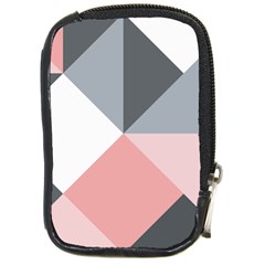 Pink, Gray, And White Geometric Compact Camera Leather Case by mccallacoulture