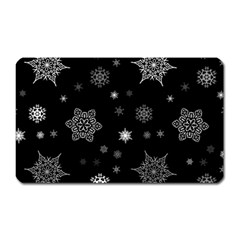 Christmas Snowflake Seamless Pattern With Tiled Falling Snow Magnet (rectangular) by Vaneshart