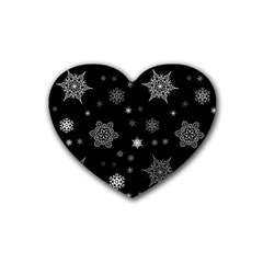 Christmas Snowflake Seamless Pattern With Tiled Falling Snow Rubber Coaster (heart)  by Vaneshart