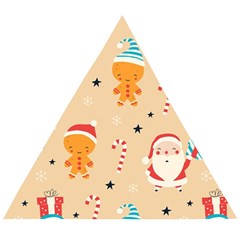 Funny Christmas Pattern Background Wooden Puzzle Triangle by Vaneshart