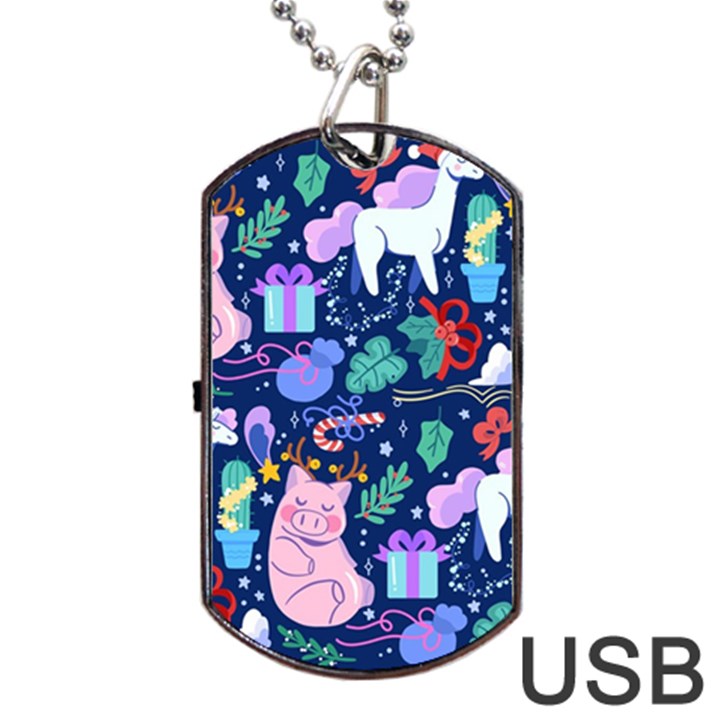 Colorful Funny Christmas Pattern Pig Animal Dog Tag USB Flash (Two Sides)