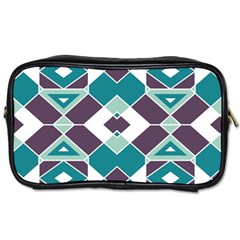 Teal And Plum Geometric Pattern Toiletries Bag (one Side) by mccallacoulture