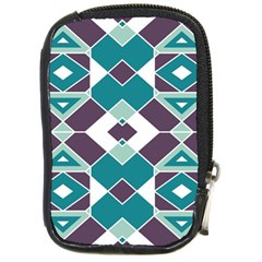 Teal And Plum Geometric Pattern Compact Camera Leather Case by mccallacoulture