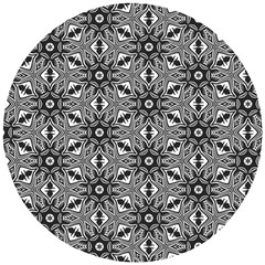 Black And White Pattern Wooden Puzzle Round by HermanTelo