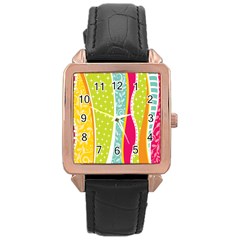 Abstract Lines Rose Gold Leather Watch  by designsbymallika
