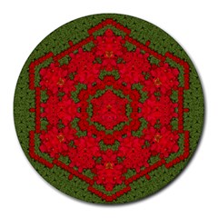 Bloom In Yule  Mandala Season Colors Round Mousepads by pepitasart