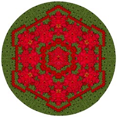 Bloom In Yule  Mandala Season Colors Wooden Puzzle Round by pepitasart