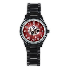 Merry Christmas Ornamental Stainless Steel Round Watch by christmastore