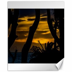 Silhouette Sunset Landscape Scene, Montevideo   Uruguay Canvas 11  X 14  by dflcprints