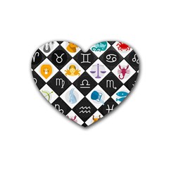 Zodiac Astrology Horoscope Rubber Coaster (heart)  by HermanTelo
