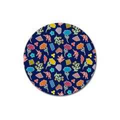 Pattern With Paper Flowers Magnet 3  (round) by Wegoenart