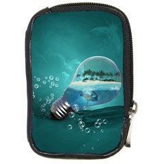 Awesome Light Bulb With Tropical Island Compact Camera Leather Case by FantasyWorld7