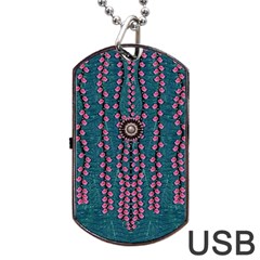 Japanese Sakura Blossoms On The Mountain Dog Tag Usb Flash (two Sides) by pepitasart