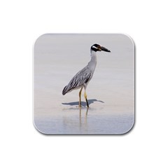 Beach Heron Bird Rubber Square Coaster (4 Pack)  by TheLazyPineapple