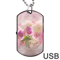 Nature Landscape Flowers Peonie Dog Tag Usb Flash (two Sides)