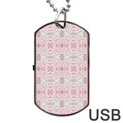 Paper Texture Floral Flowers Dog Tag Usb Flash (one Side)