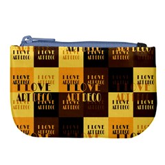 I Love Art Deco Typographic Motif Collage Print Large Coin Purse by dflcprintsclothing