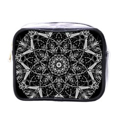 Black And White Pattern Mini Toiletries Bag (one Side) by Sobalvarro