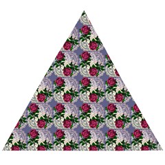 Doily Rose Pattern Blue Wooden Puzzle Triangle by snowwhitegirl