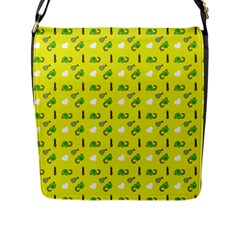 Green Elephant Pattern Yellow Flap Closure Messenger Bag (l) by snowwhitegirl
