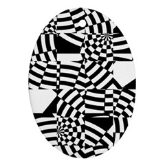 Black And White Crazy Pattern Ornament (oval) by Sobalvarro