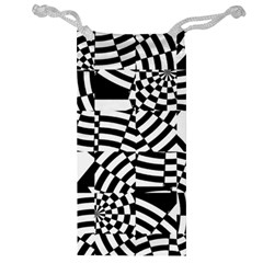 Black And White Crazy Pattern Jewelry Bag by Sobalvarro