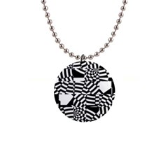 Black And White Crazy Pattern 1  Button Necklace by Sobalvarro
