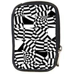 Black And White Crazy Pattern Compact Camera Leather Case by Sobalvarro