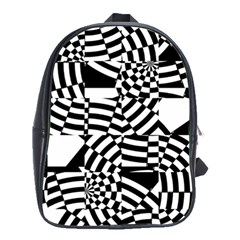 Black And White Crazy Pattern School Bag (large) by Sobalvarro