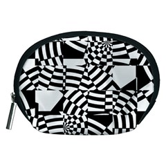 Black And White Crazy Pattern Accessory Pouch (medium) by Sobalvarro