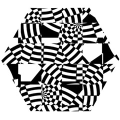 Black And White Crazy Pattern Wooden Puzzle Hexagon by Sobalvarro