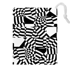 Black And White Crazy Pattern Drawstring Pouch (5xl) by Sobalvarro