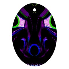 Demon Ethnic Mask Extreme Close Up Illustration Ornament (oval) by dflcprintsclothing