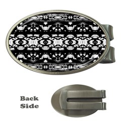 Black And White Modern Ornate Stripes Design Money Clips (oval)  by dflcprintsclothing