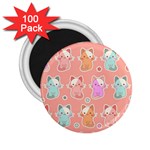 Cute Kawaii Kittens Seamless Pattern 2.25  Magnets (100 pack) 