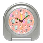 Cute Kawaii Kittens Seamless Pattern Travel Alarm Clock