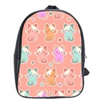 Cute Kawaii Kittens Seamless Pattern School Bag (Large)