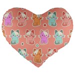 Cute Kawaii Kittens Seamless Pattern Large 19  Premium Heart Shape Cushions