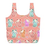 Cute Kawaii Kittens Seamless Pattern Full Print Recycle Bag (L)