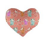 Cute Kawaii Kittens Seamless Pattern Standard 16  Premium Flano Heart Shape Cushions