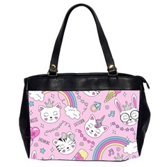 Beautiful Cute Animals Pattern Pink Oversize Office Handbag (2 Sides) by Vaneshart