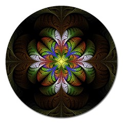 Fractal Flower Fantasy Pattern Magnet 5  (round) by Wegoenart
