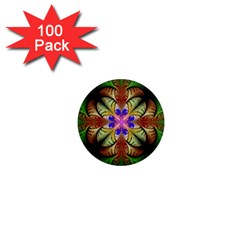 Fractal Abstract Flower Floral 1  Mini Magnets (100 Pack)  by Wegoenart