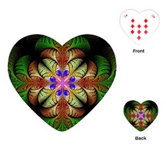 Fractal Abstract Flower Floral Playing Cards Single Design (heart) by Wegoenart