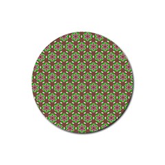 Background Green Ornamental Pattern Rubber Round Coaster (4 Pack)  by Wegoenart