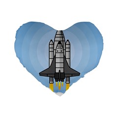 Rocket Shuttle Spaceship Science Standard 16  Premium Flano Heart Shape Cushions by Wegoenart