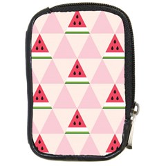 Seamless Pattern Watermelon Slices Geometric Style Compact Camera Leather Case by Nexatart