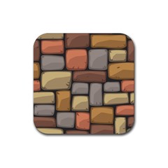 Colorful Brick Wall Texture Rubber Coaster (square)  by Nexatart